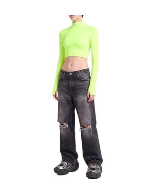 Balenciaga Yellow Highneck Longsleeve Cropped Top