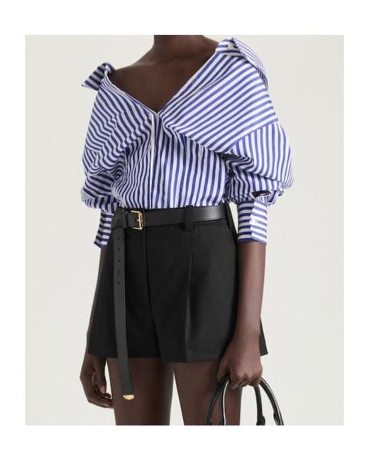 Givenchy Blue Long-Sleeved Striped Cotton Poplin Shirt
