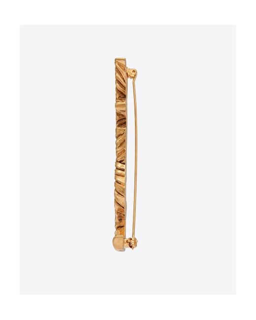 Saint Laurent Metallic Opyum Ysl Twisted Brooch