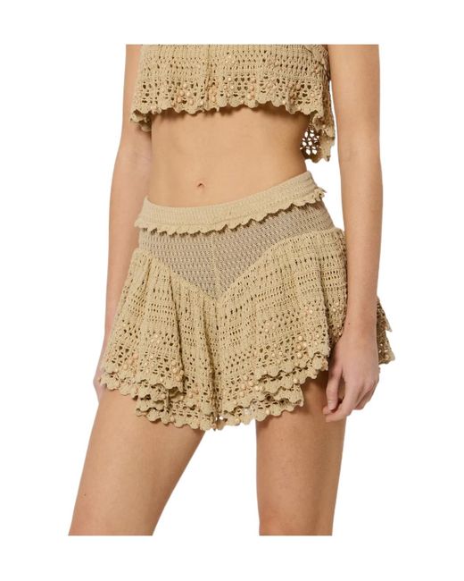 Isabel Marant Natural Olzea Embellished Crochet Shorts