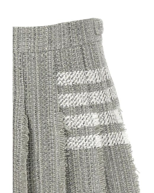 Thom Browne Gray 4-Bar Frayed Edge Mini Skirt