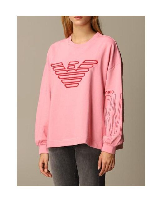 Emporio Armani Pink Logo Printed Sweater
