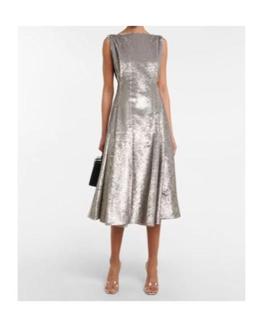 Emilia Wickstead Natural Chaya Sequined Midi Dress
