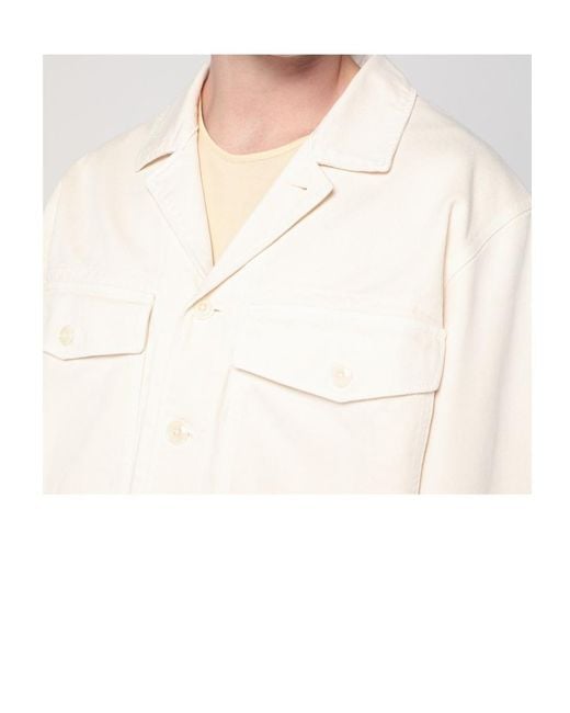 Lemaire White Buttoned Cropped Denim Jacket for men