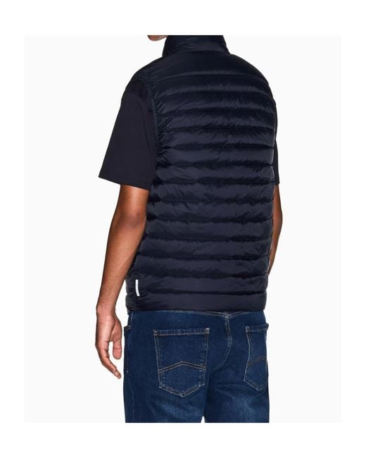 ARMANI EXCHANGE Blue Full Zip Sleeveless Down Jacket for men