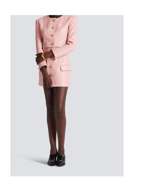 Balmain Pink Leather Jacket