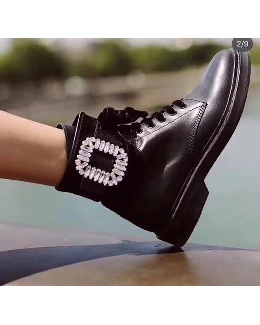 Roger Vivier Black Rhinestone Ankle Boots