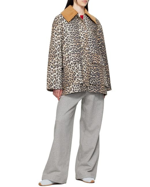 Ganni Brown Leopard Printed Jacket