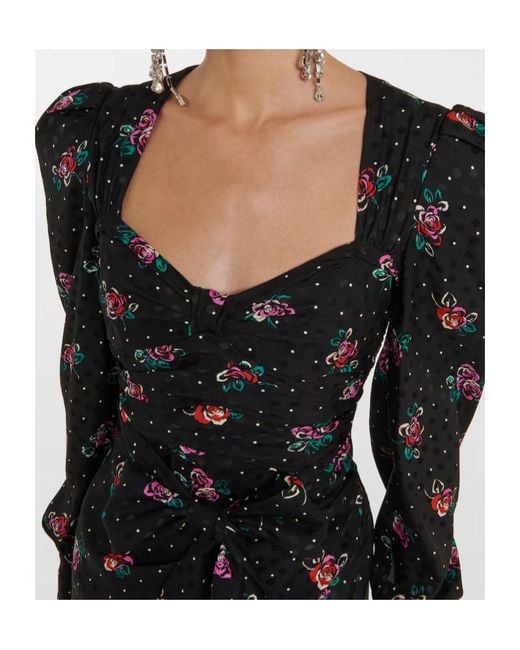 Alessandra Rich Black Floral Silk Minidress