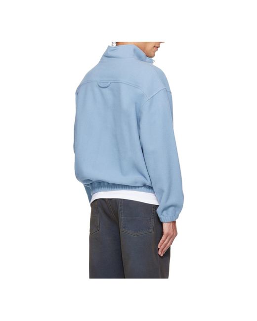 Rier Blue Half-Zip Wool Sweatshirt for men