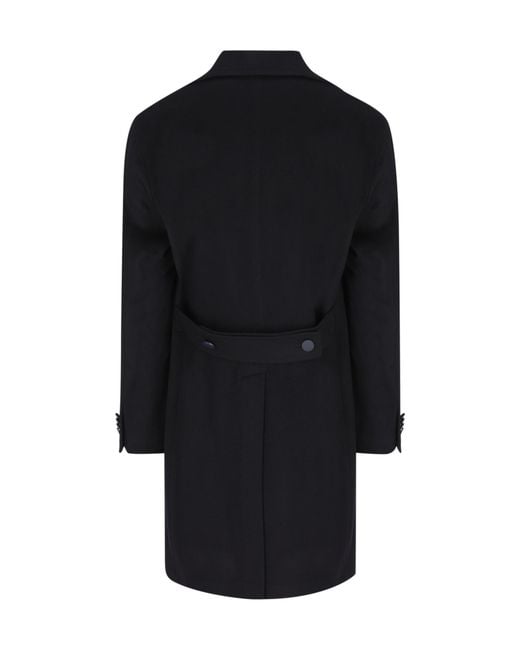 Tagliatore Black Double-Breasted Coat for men
