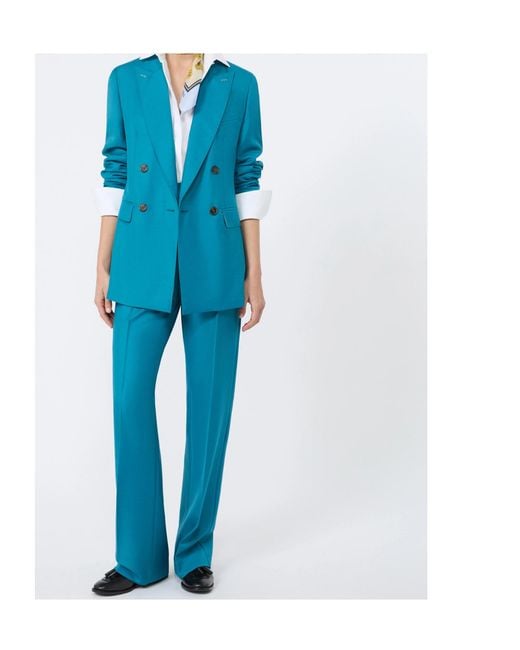 Max Mara Blue Mxmstaffa Double-Breasted Blazer