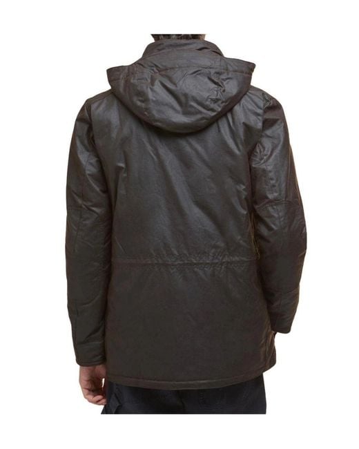Barbour Black Winter Sapper Hooded Wax Jacket for men