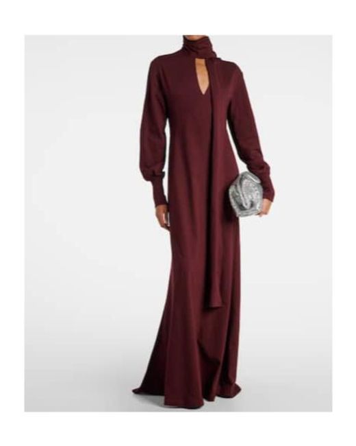 Plan C Purple Scarf-Detail Cotton Maxi Dress
