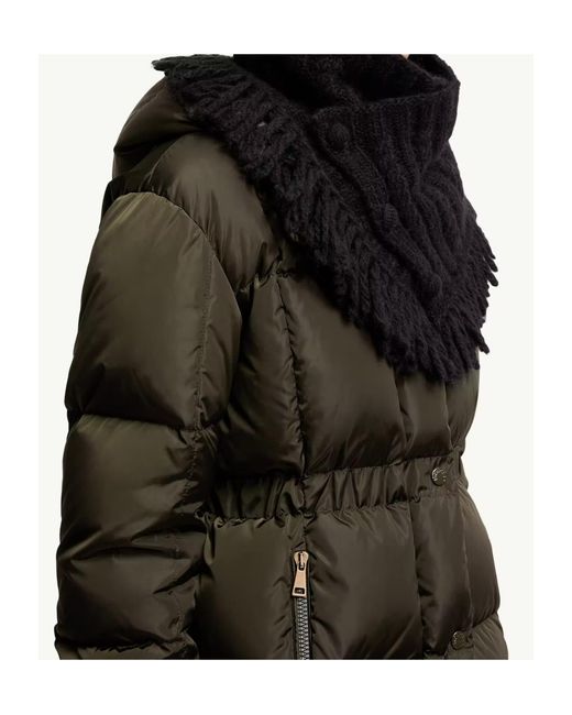 Moncler Black Cable Knit Alpaca Blend Neck Scarf