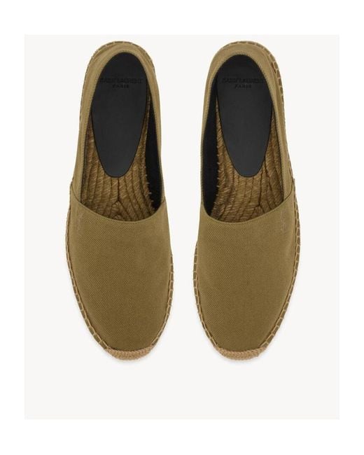 Saint Laurent Green Logo Embroidered Slip-On Espadrilles