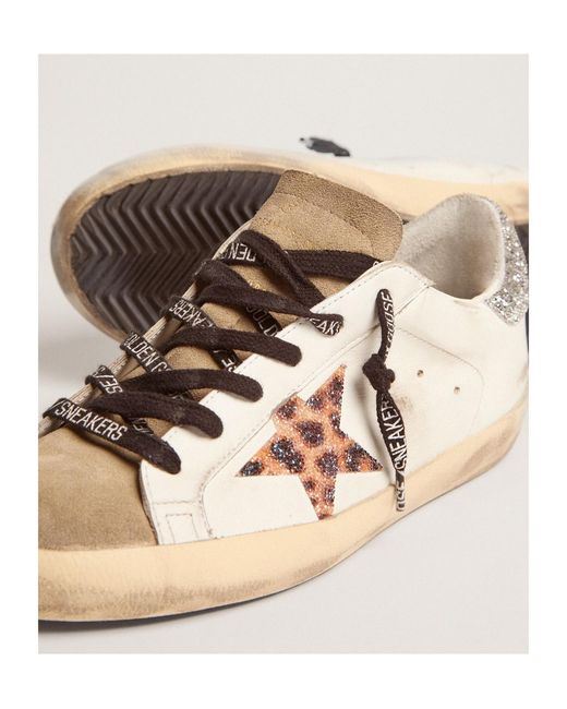 Golden Goose Deluxe Brand Pink Super-Star With Leopard Print And Swarovski Crystal Star