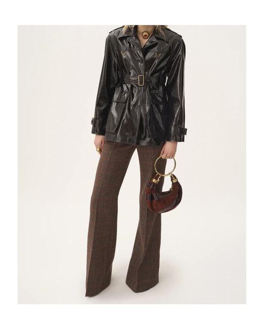 Chloé Black Chloé Belted Shiny Coated Jacket