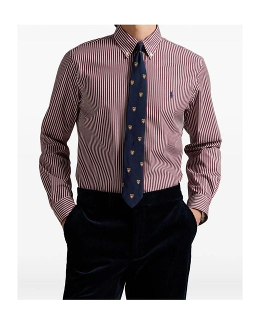 Polo Ralph Lauren Purple All Fit Striped Stretch Poplin Shirt for men
