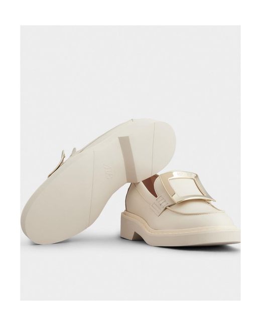 Roger Vivier White Viv' Rangers Metal Buckle Loafers