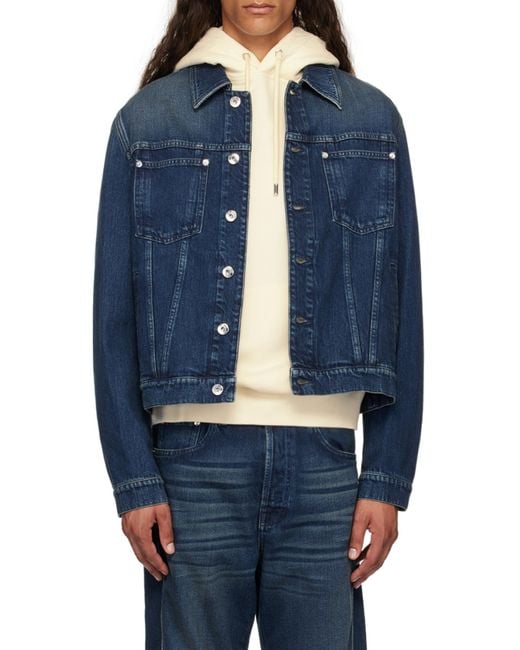 Lanvin Blue Lapel Long-Sleeved Denim Coat for men