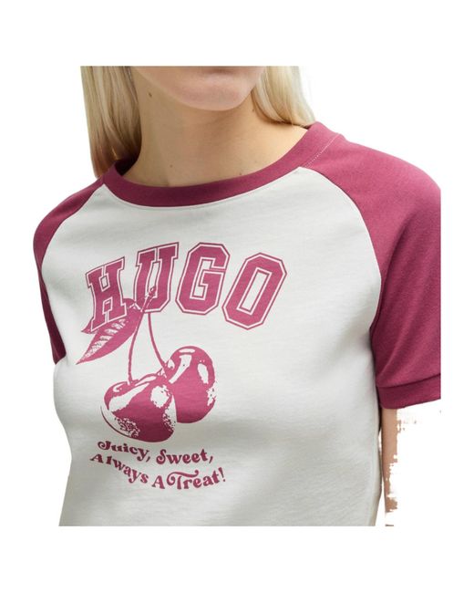 Boss Pink Loose Cropped Tshirt