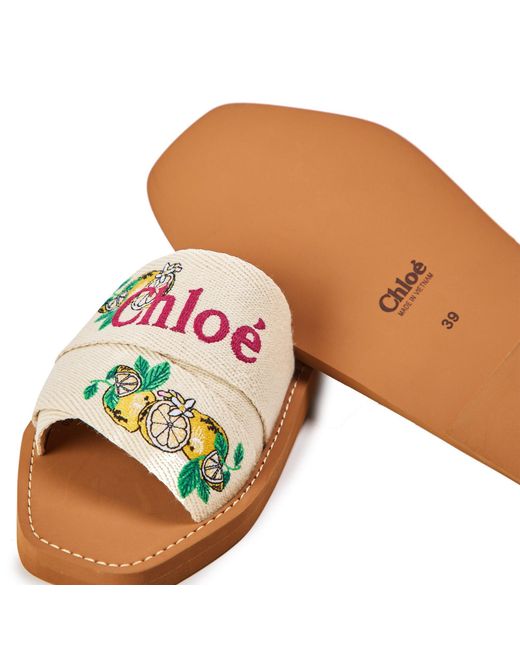 Chloé White Canvas Flat Slippers