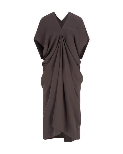 MM6 by Maison Margiela Brown V-Neck Midi Dress