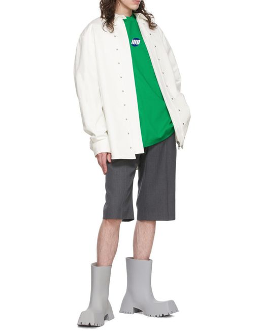 we11done Green Logo-Print Long-Sleeved T-Shirt for men