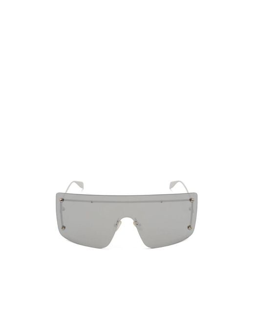 McQueen White Eyewear Oversized Frame Sunglasses