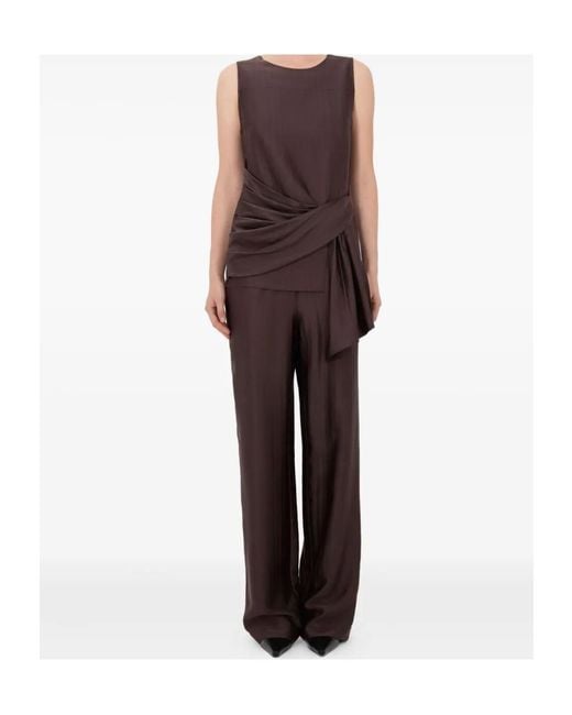 Loulou de Saison Brown Fonda Draped Asymmetric Top