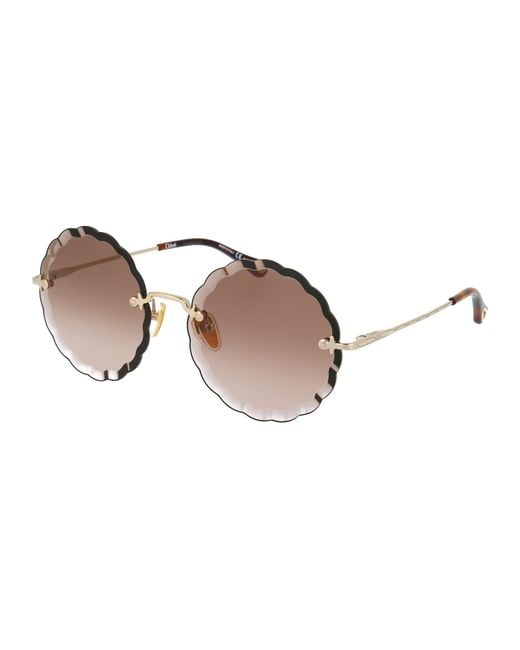 Chloé Pink Chloé Eyewear Round Scalloped Frame Sunglasses