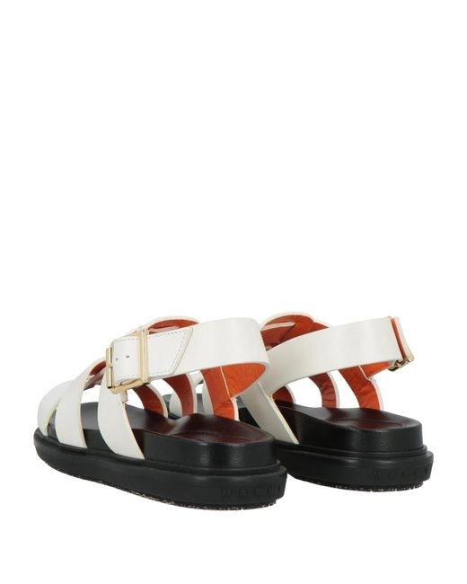 Marni White Solid Color Leather Sandals