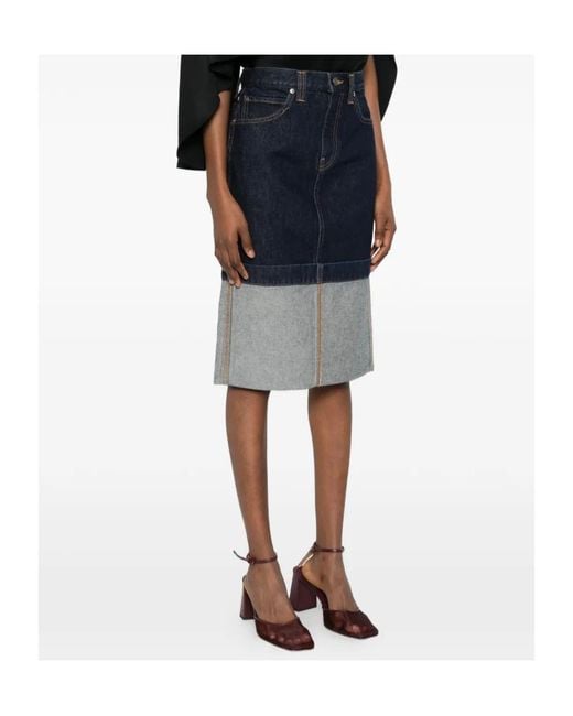 Khaite Blue Belt Loop Midi Skirt