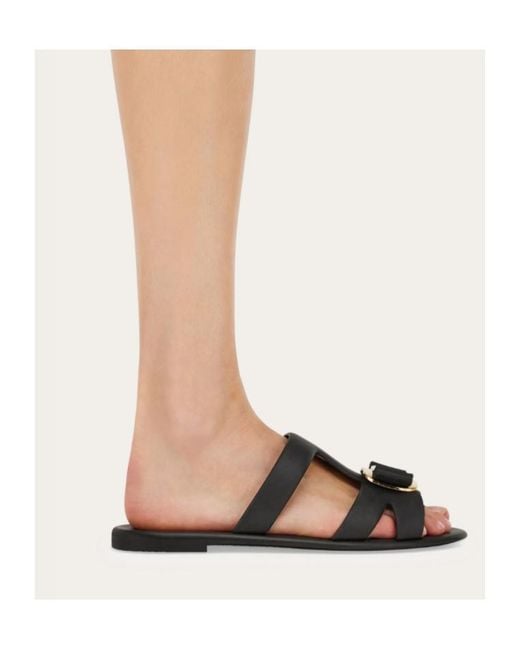 Ferragamo Black Acqua Leather Sandals
