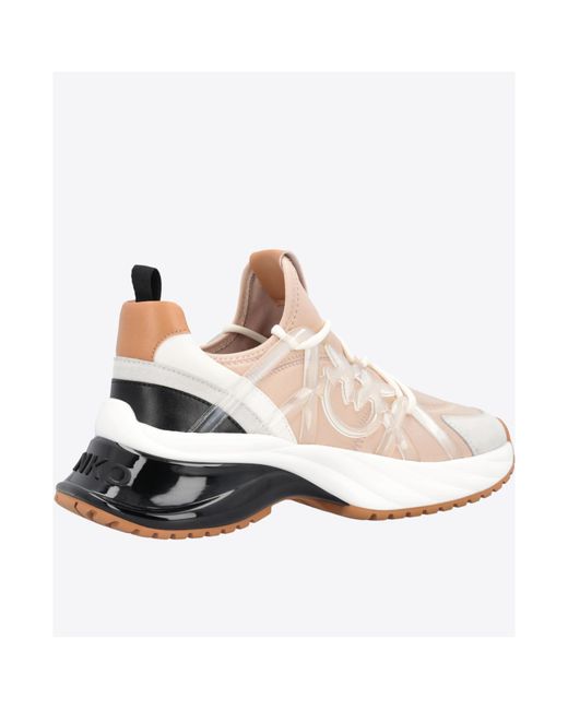 Pinko White Love Birds Panelled Lace-Up Sneakers