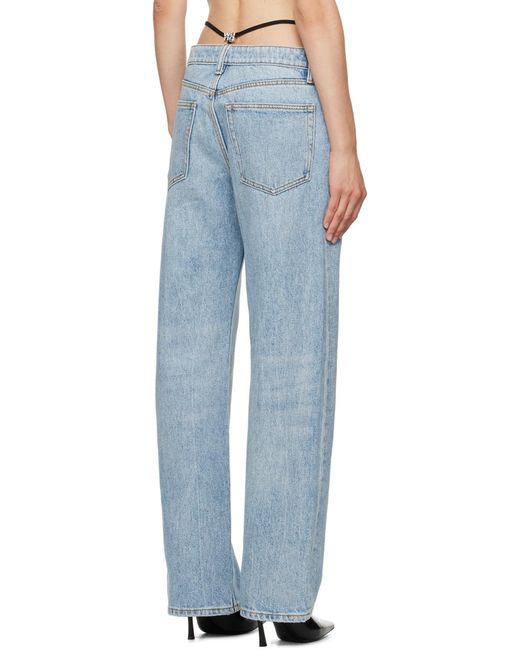 Alexander Wang Blue Pre-Styled Logo Thong Mid Rise Jeans