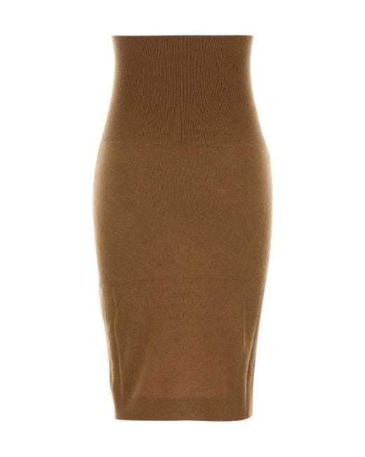 Stella McCartney Brown High-Waist Knitted Pencil Skirt