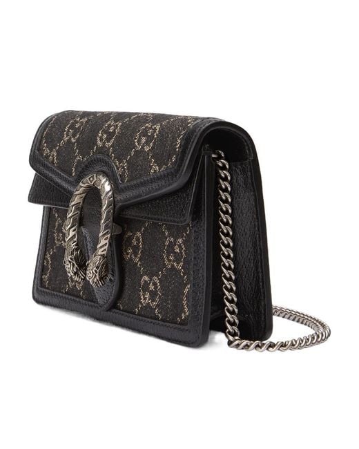 Gucci Black Dionysus Series Gg Super Mini Shoulder Bag
