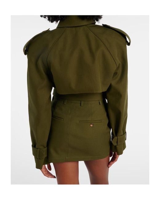 Wardrobe NYC Green Lapel Cropped Twill Trench Coat