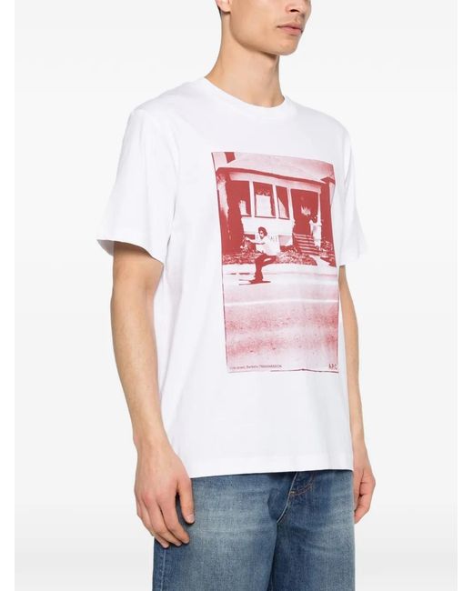A.P.C. White Graphic-Print Crewneck T-Shirt for men