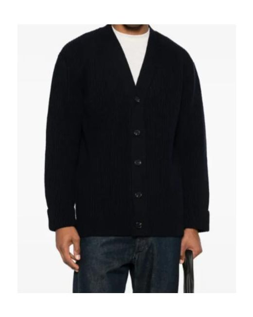 A.P.C. Blue Buttoned V-Neck Cardigan for men