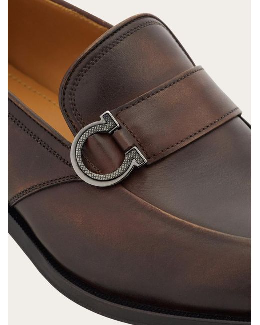 Ferragamo Brown Gancini Ornament Moccasin for men