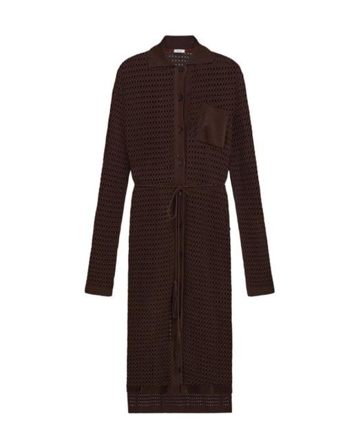 Ferragamo Brown Knitted Shirt Dress