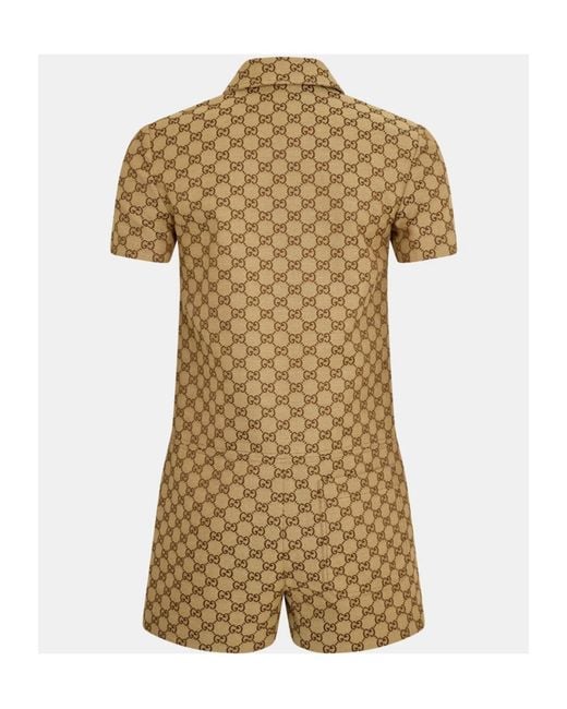 Gucci Natural Logo Short Sleeve Jumpsuit