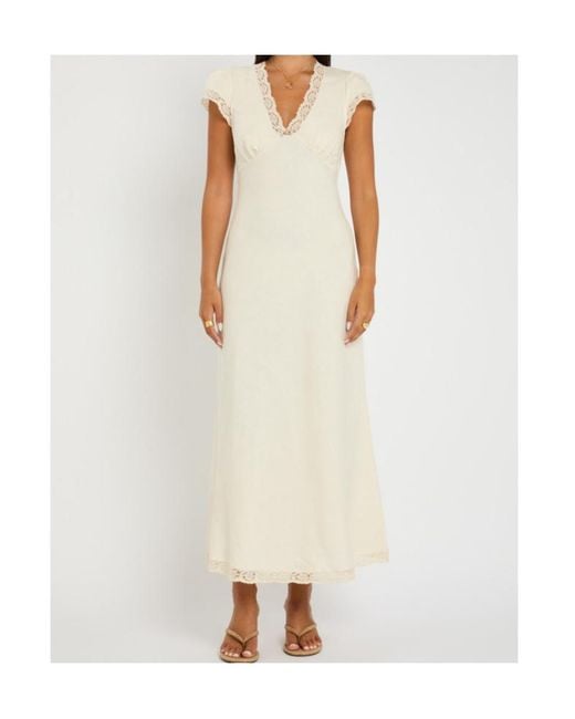 Rixo White Clarice Lace-Embellished Linen-Blend Maxi Dress
