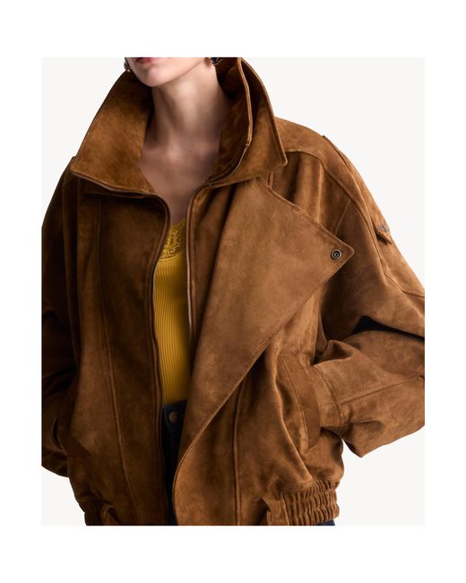 Saint Laurent Brown Asymmetric Zip Suede Jacket