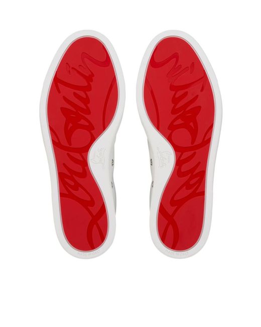 Christian Louboutin White Chambelisneak Embellished Perforated Leather Sneakers for men