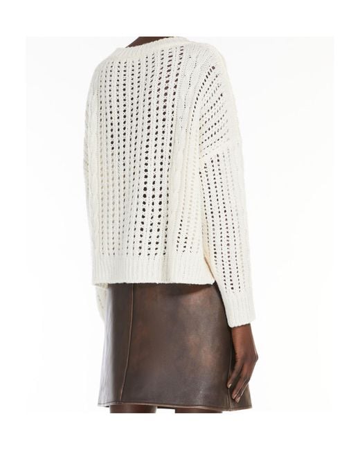 Weekend by Maxmara White Crewneck Crochet Jumper