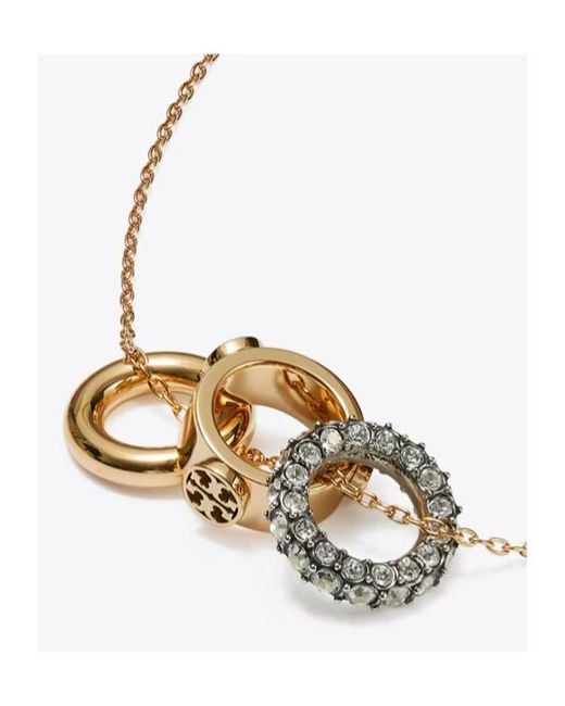 Tory Burch White Crystal-Embellished Logo-Detail Necklace And Earrings Set